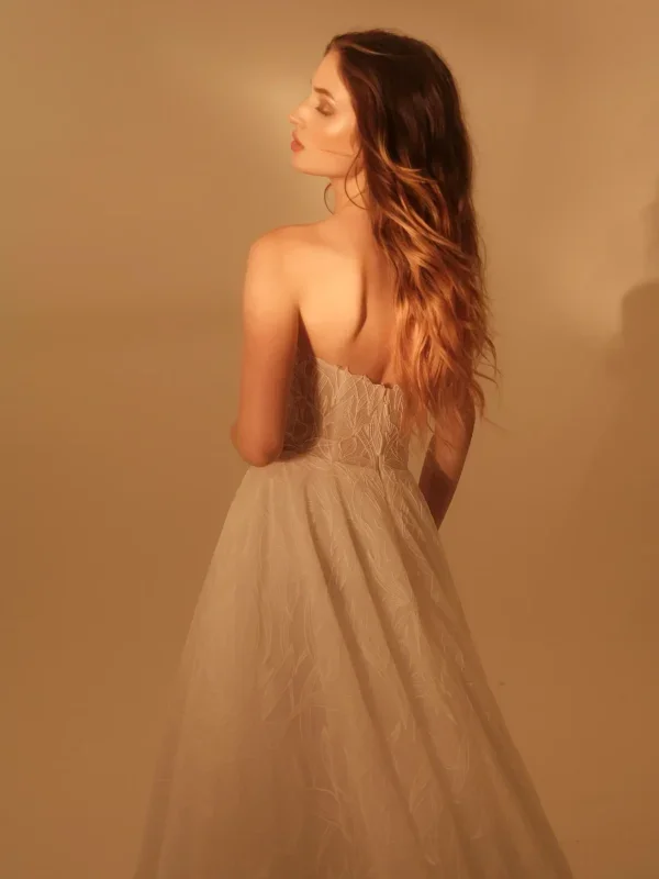 Romantic And Ethereal Floral-Embroidered Tulle A-Line Wedding Dress by Enaura Bridal - Image 3