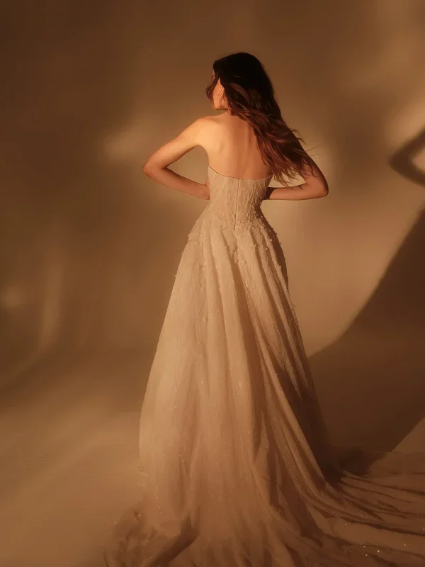 Ethereal And Romantic Embellished Tulle A-Line Wedding Dress by Enaura Bridal - Image 3