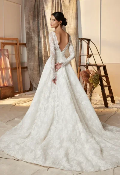 Romantic And Timeless Long Sleeve Lace Ball Gown by Ines by Ines Di Santo - Image 3