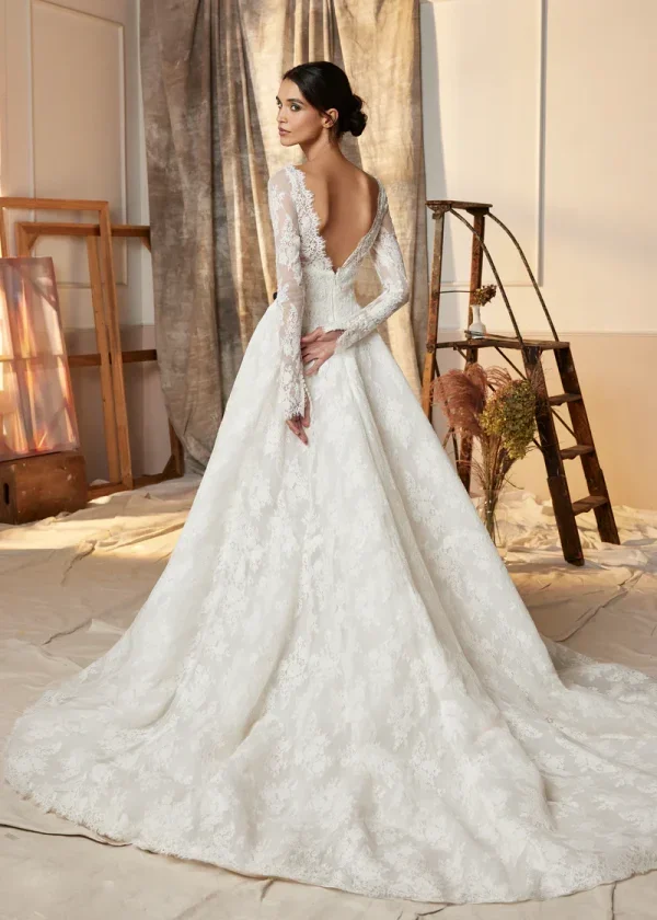 Romantic And Timeless Long Sleeve Lace Ball Gown by Ines by Ines Di Santo - Image 3