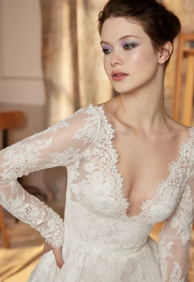 Romantic And Timeless Long Sleeve Lace Ball Gown by Ines by Ines Di Santo - Image 2