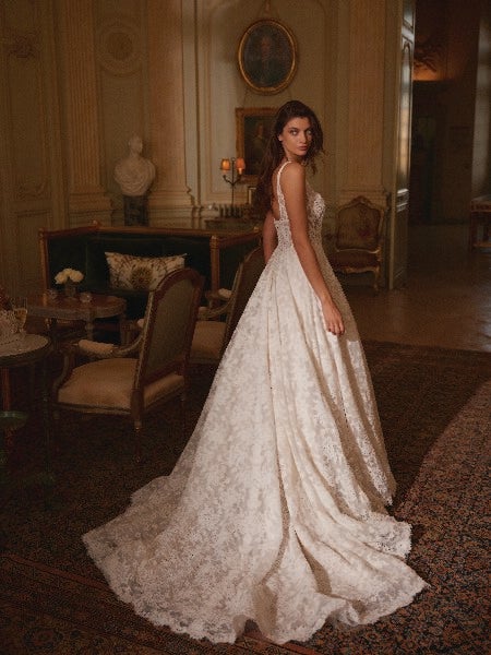 Square-Neck Lace A-Line Wedding Dress With Buttons by Justin Alexander - Image 2