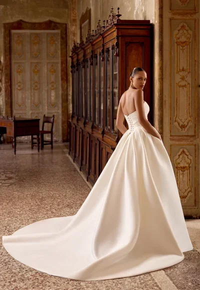Chic And Regal Silk Basque-Waist Ball Gown by Justin Alexander - Image 2