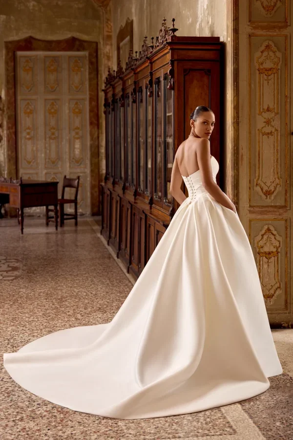 Chic And Regal Silk Basque-Waist Ball Gown by Justin Alexander - Image 2