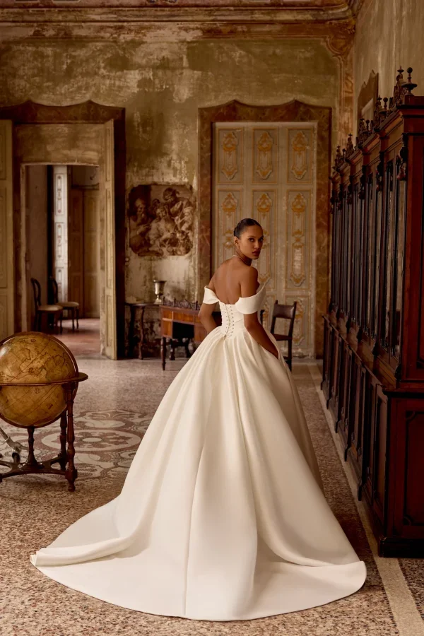 Chic And Regal Silk Basque-Waist Ball Gown by Justin Alexander - Image 4