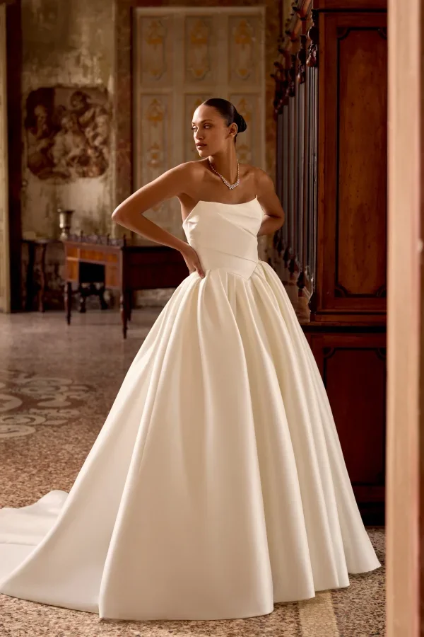 Chic And Regal Silk Basque-Waist Ball Gown by Justin Alexander - Image 1