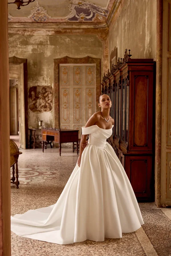 Chic And Regal Silk Basque-Waist Ball Gown by Justin Alexander - Image 3