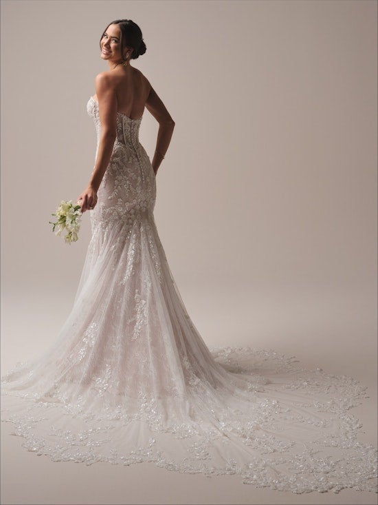 Strapless Embellished Lace Fit-And-Flare Wedding Dress With Long Train by Maggie Sottero - Image 2
