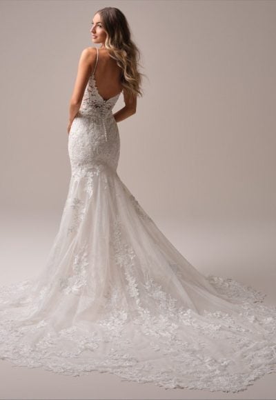 V-Neck Lace Fit-And-Flare Wedding Dress With Open Back And Buttons by Maggie Sottero - Image 2