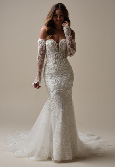 Romantic Off-The-Shoulder Fit-And-Flare Wedding Dress by Maggie Sottero - Image 3