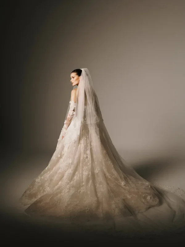 Dramatic And Romantic Lace Ball Gown With Detachable Sleeves by Nicole + Felicia - Image 3