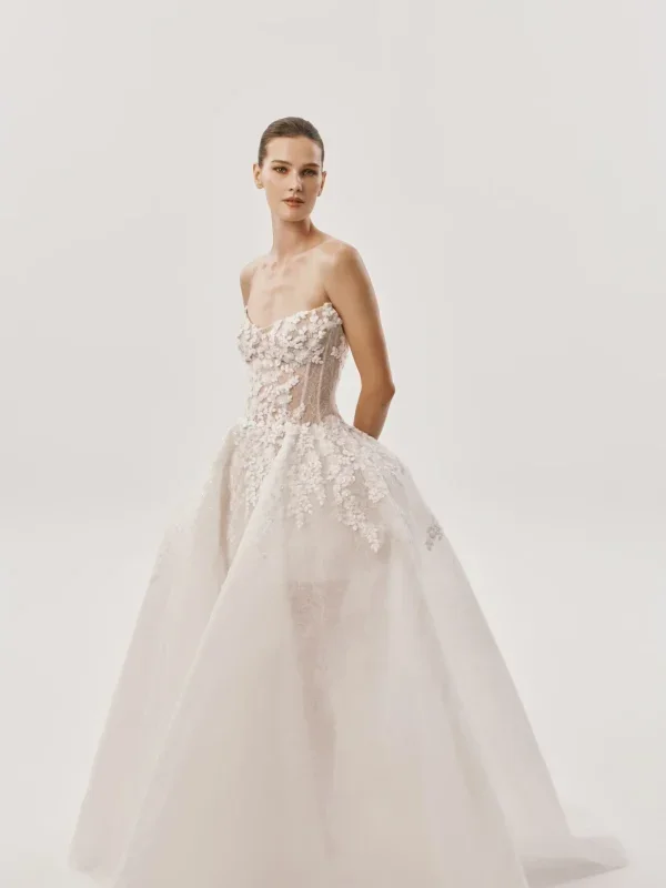Ethereal And Romantic Sheer Lace Ball Gown by Nicole + Felicia - Image 1
