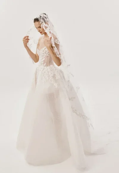 Ethereal And Romantic Sheer Lace Ball Gown by Nicole + Felicia - Image 2
