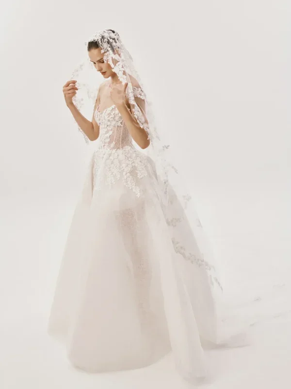 Ethereal And Romantic Sheer Lace Ball Gown by Nicole + Felicia - Image 2