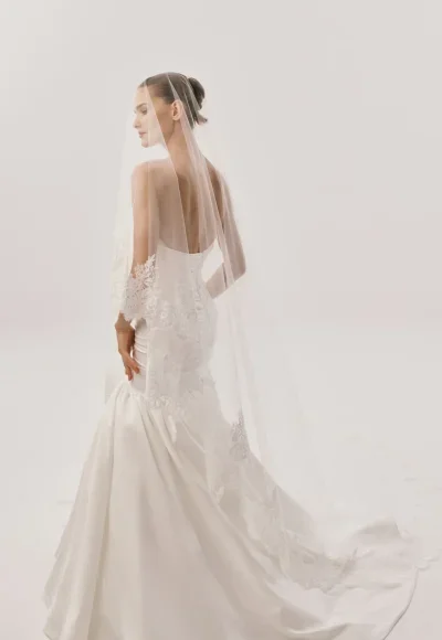 Chic And Dramatic Silk Mermaid Wedding Dress by Nicole + Felicia - Image 3