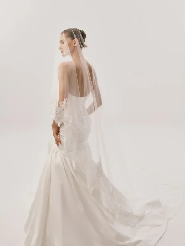 Chic And Dramatic Silk Mermaid Wedding Dress by Nicole + Felicia - Image 3