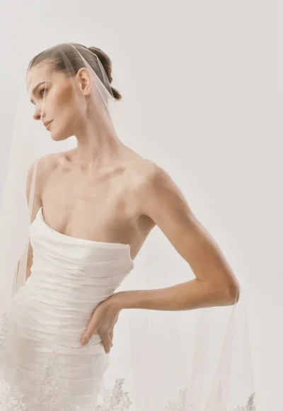 Chic And Dramatic Silk Mermaid Wedding Dress by Nicole + Felicia - Image 2