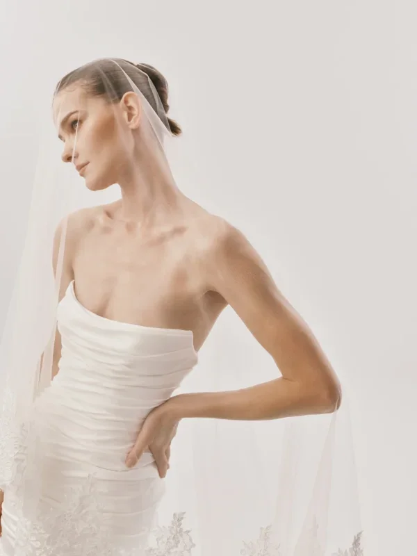 Chic And Dramatic Silk Mermaid Wedding Dress by Nicole + Felicia - Image 2