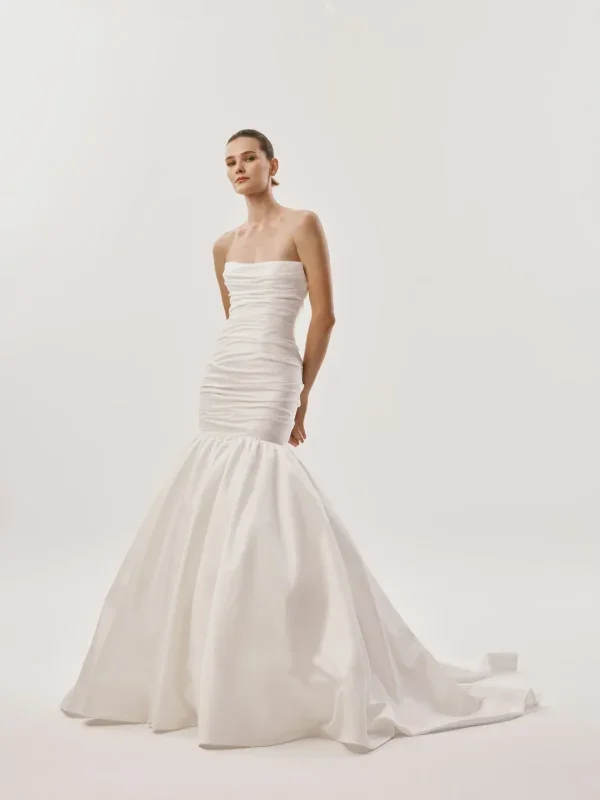 Chic And Dramatic Silk Mermaid Wedding Dress by Nicole + Felicia - Image 1