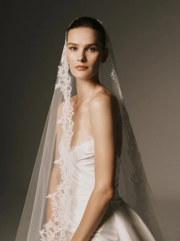 Romantic Silk Sheath Wedding Dress With Detachable Overskirt by Nicole + Felicia - Image 3