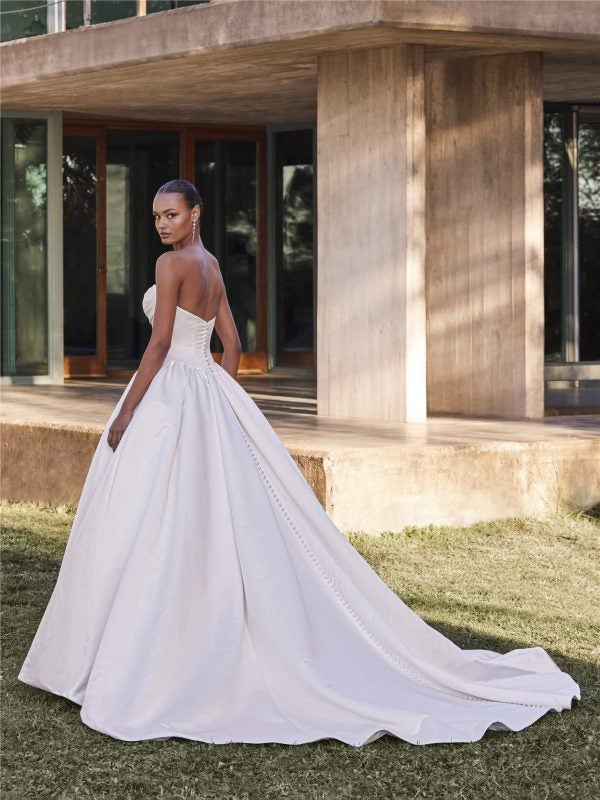 Dramatic And Regal Silk Ball Gown With Buttons by Pronovias - Image 2