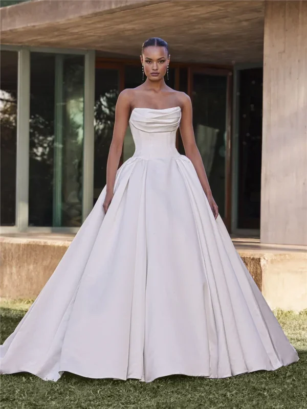 Dramatic And Regal Silk Ball Gown With Buttons by Pronovias - Image 1