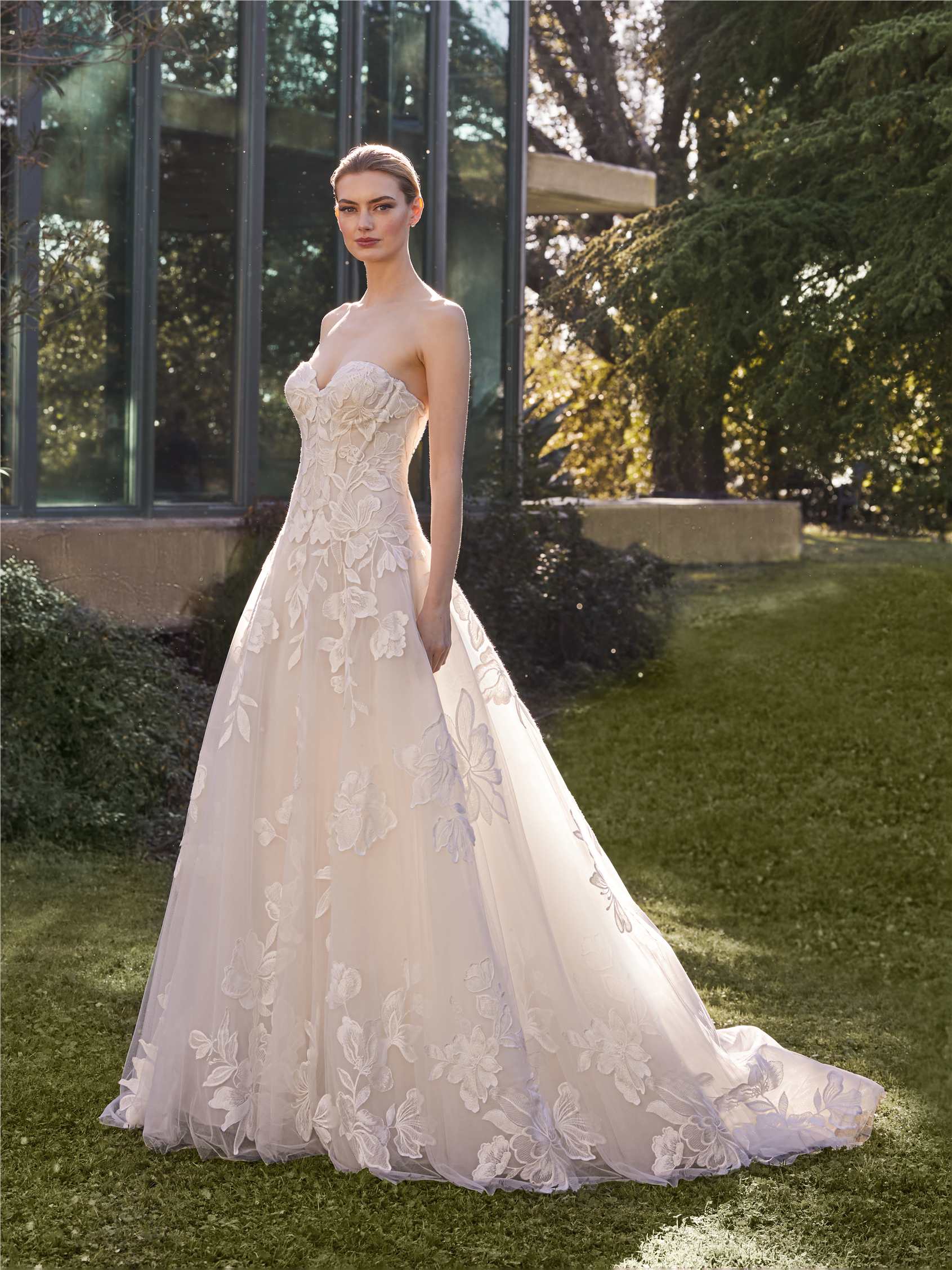 Floral-Embroidered Drop-Waist A-Line Wedding Dress Kleinfeld Bridal - Main Image