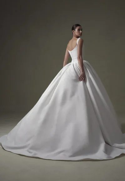 Sophisticated And Polished Basque-Waist Silk Ball Gown by Senstudio - Image 2