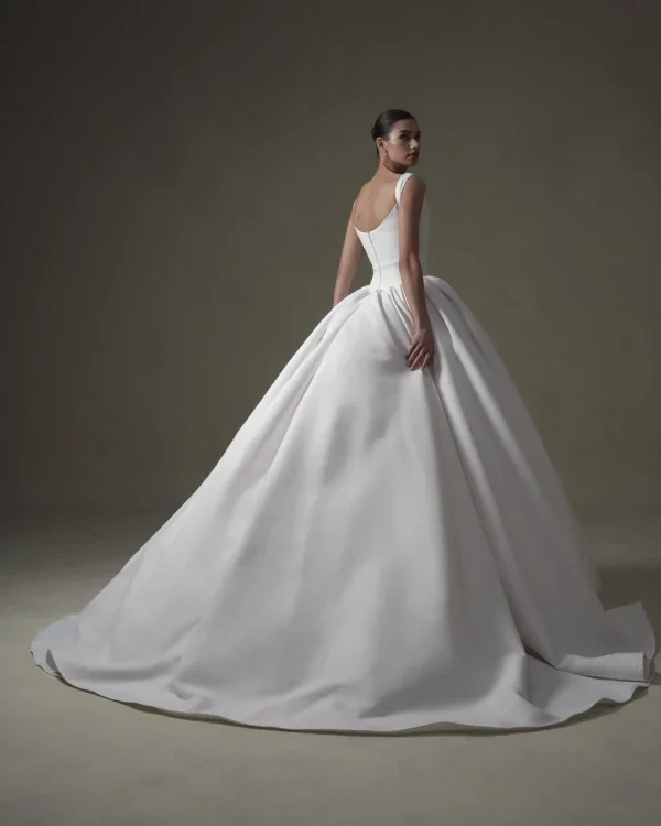 Sophisticated And Polished Basque-Waist Silk Ball Gown by Senstudio - Image 2