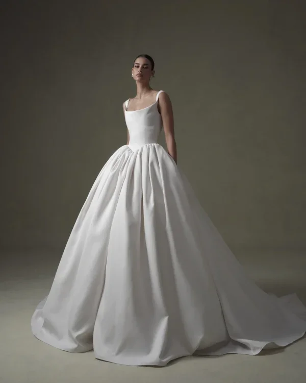 Sophisticated And Polished Basque-Waist Silk Ball Gown by Senstudio - Image 1