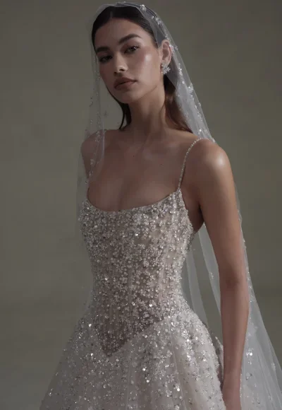 Scoop-Neck Embellished Basque-Waist Tulle Ball Gown by Senstudio - Image 2