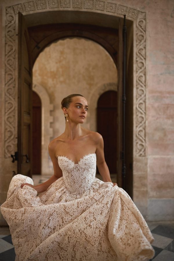 Regal And Romantic Strapless Lace A-Line Wedding Dress by Alon Livné - Image 2