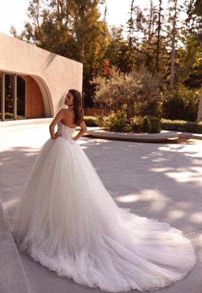 Modern And Dramatic Pearl-Embellished Tulle Ball Gown by Demetrios - Image 2