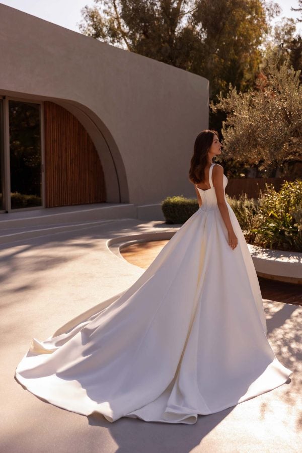 Simple And Dramatic Corset Ball Gown With Straps by Demetrios - Image 2