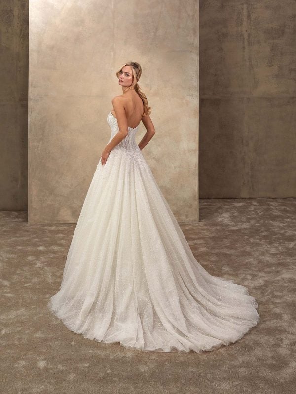 Dramatic And Feminine Pearl-Embellished Tulle Ball Gown by Demetrios - Image 2
