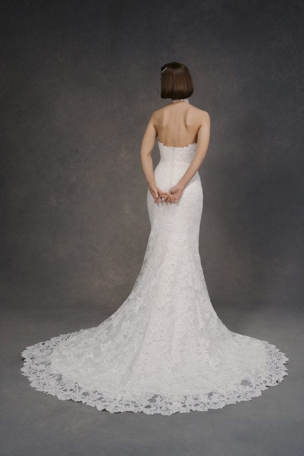 Lace Halter-Neck Fit-and-Flare Wedding Dress With Open Back by Anne Barge - Image 2