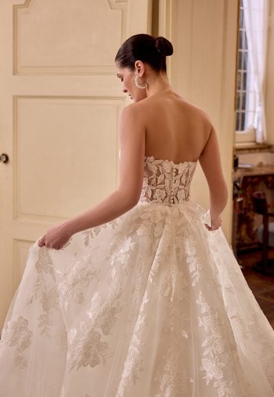 Romantic And Sparkly Floral Lace Ball Gown With Buttons by Justin Alexander - Image 3