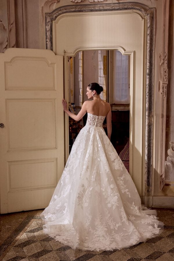 Plus-Size Romantic And Sparkly Floral Lace Ball Gown With Buttons by Justin Alexander - Image 4