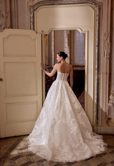 Romantic And Sparkly Floral Lace Ball Gown With Buttons by Justin Alexander - Image 4