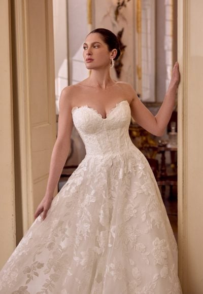 Plus-Size Romantic And Sparkly Floral Lace Ball Gown With Buttons by Justin Alexander - Image 2