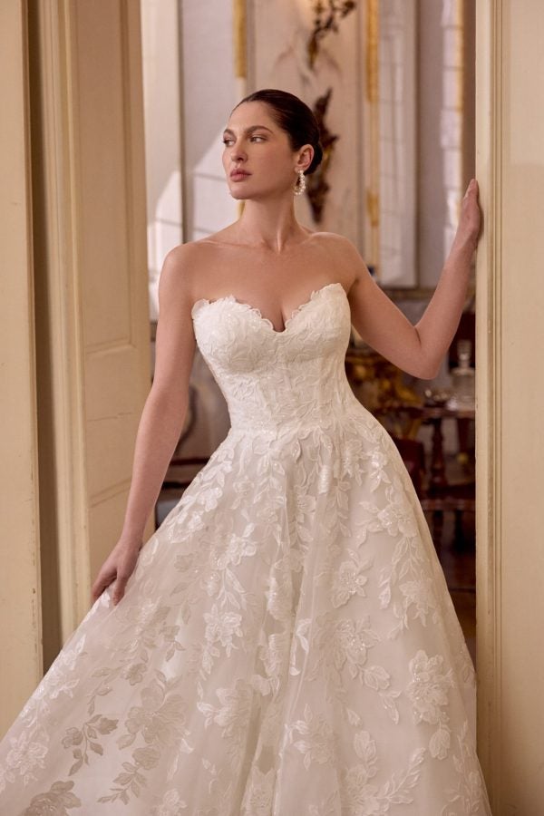 Plus-Size Romantic And Sparkly Floral Lace Ball Gown With Buttons by Justin Alexander - Image 2