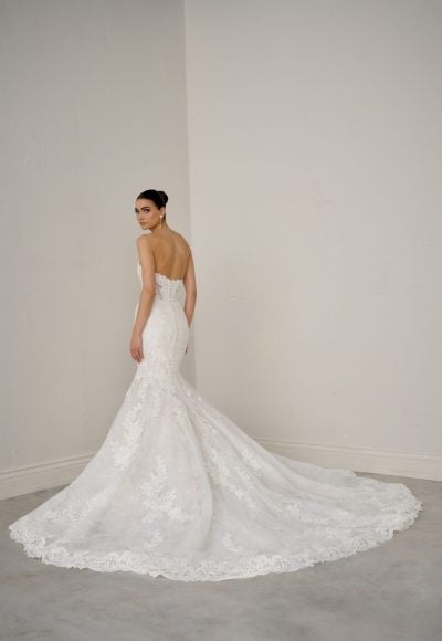 Strapless Lace Fit-And-Flare Wedding Dress With Detachable Sleeves by Justin Alexander Signature - Image 2