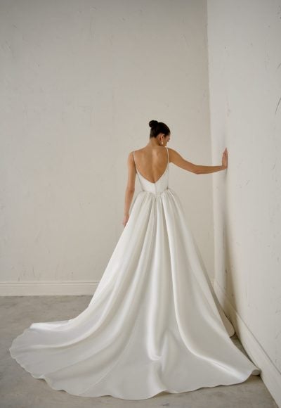 Chic And Glamorous Embellished Satin Ball Gown With Open Back And Buttons by Justin Alexander Signature - Image 3