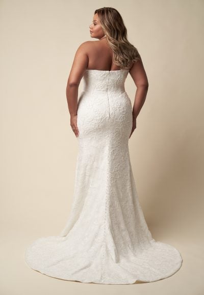 Plus-Size Floral Lace Sheath Wedding Dress With Detachable Topper by Allure Bridals - Image 3