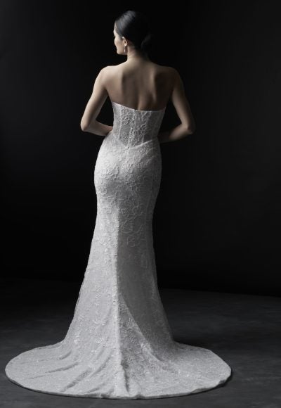 Plus-Size Floral Lace Sheath Wedding Dress With Detachable Topper by Allure Bridals - Image 3