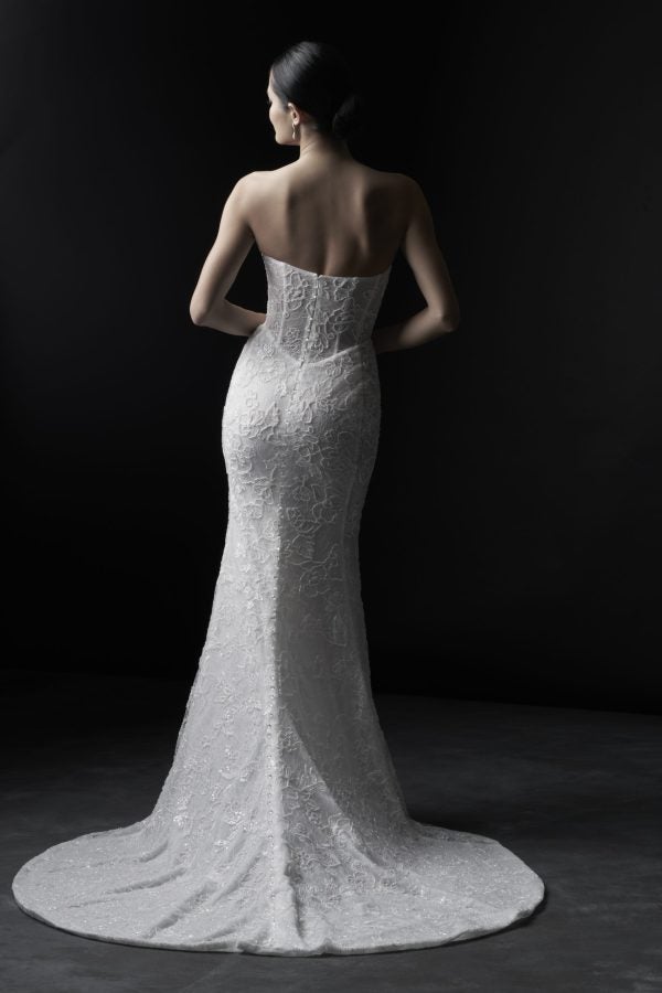 Plus-Size Floral Lace Sheath Wedding Dress With Detachable Topper by Allure Bridals - Image 3