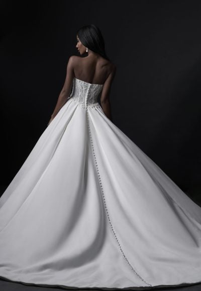 Strapless Lace And Satin Basque-Waist Ball Gown With Buttons by Allure Bridals - Image 2