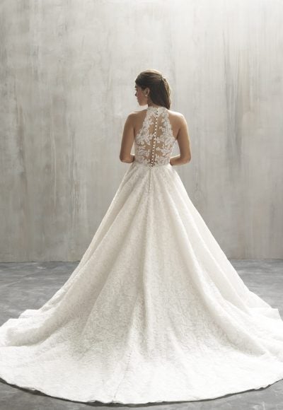 Romantic Halter-Neck Lace A-Line Wedding Dress With Illusion Back And Buttons by Allure Bridals - Image 2