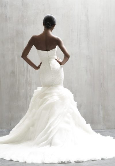 Plus-Size Romantic Strapless Mermaid Wedding Dress With Ruffled Skirt And Buttons by Allure Bridals - Image 2