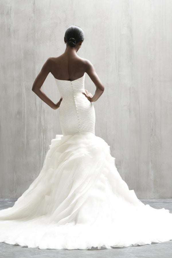 Plus-Size Romantic Strapless Mermaid Wedding Dress With Ruffled Skirt And Buttons by Allure Bridals - Image 2